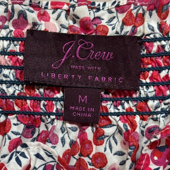 J Crew X Liberty Cotton Poplin Off-Shoulder Crop Top Cherries Boho Cottagecore M - Picture 8 of 12